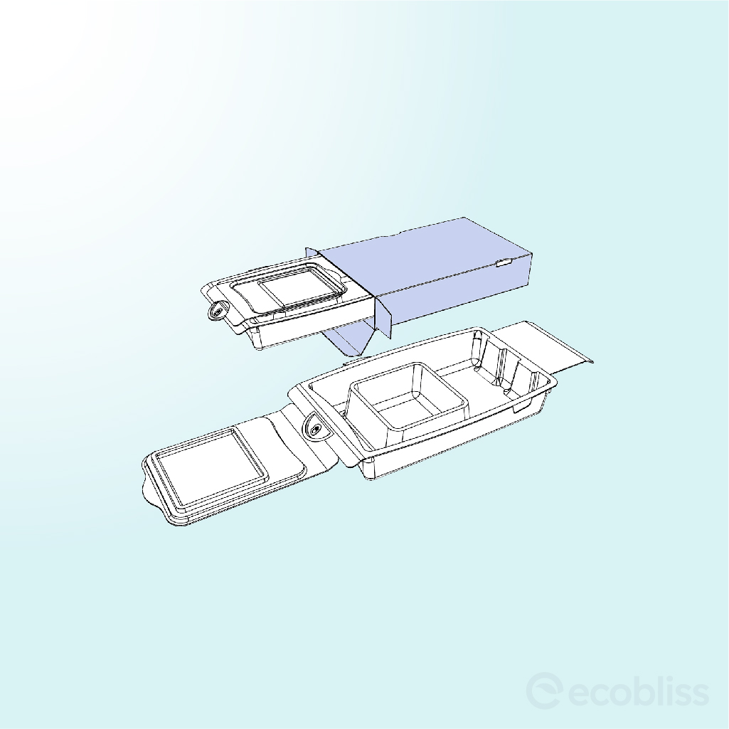 Protective tray featuring a clamshell enclosure for secure and tamper-resistant packaging.