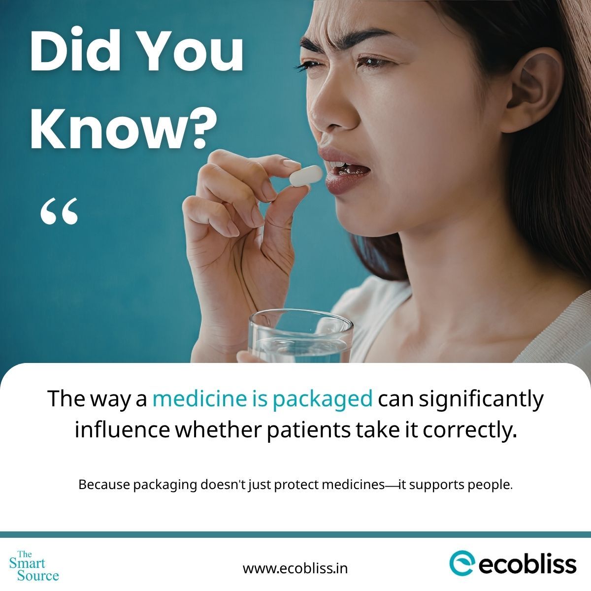 Patient-centric pharmaceutical packaging concept by Ecobliss India — how medicine packaging influences correct medication adherence.